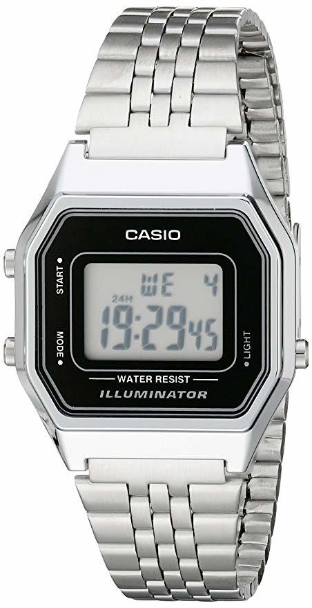 Casio Ladies Mid-Size Silver Tone Digital Retro Watch La-680Wa-1Df