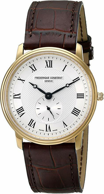 Frederique Constant Slim Line Silver Dial Gold-Plated Unisex Watch 235M4S5