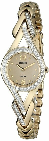 Seiko Womens Sup176 Swarovski Crystal-Accented Stainless Steel Solar Watch