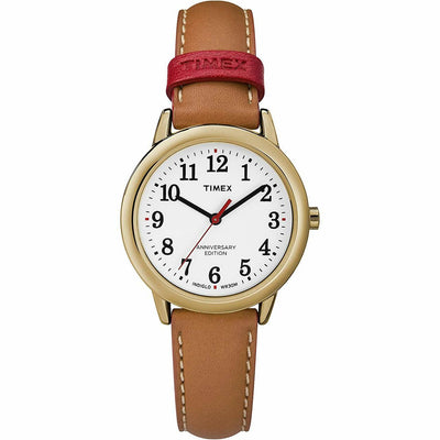 Timex Easy Reader Tw2R40300 银色皮革模拟石英时尚女士手表