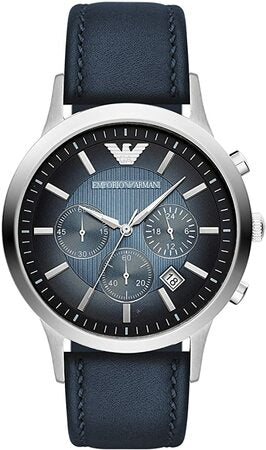 Armani Emporio Men's Blue Chronograph Watch with Leather Strap AR2473