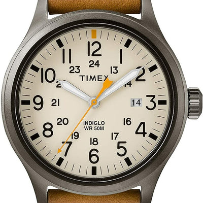 Timex Allied Beige Dial Leather Strap Mens Watch Tw2R46400 Watch Direct