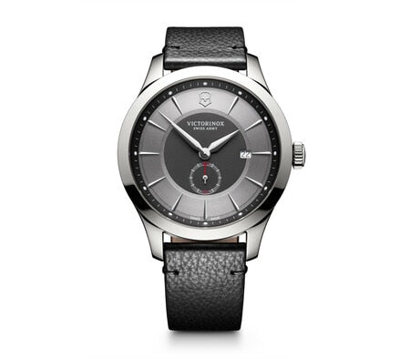 Victorinox Alliance Grey Dial Black Leather Mens Watch