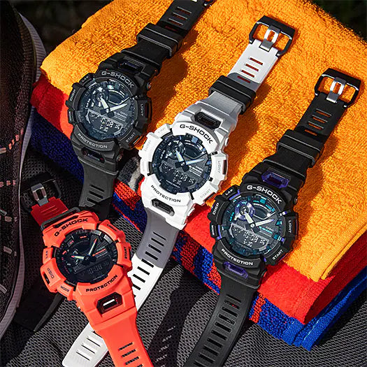 Four rugged digital sports watches with chunky designs and multiple functions.