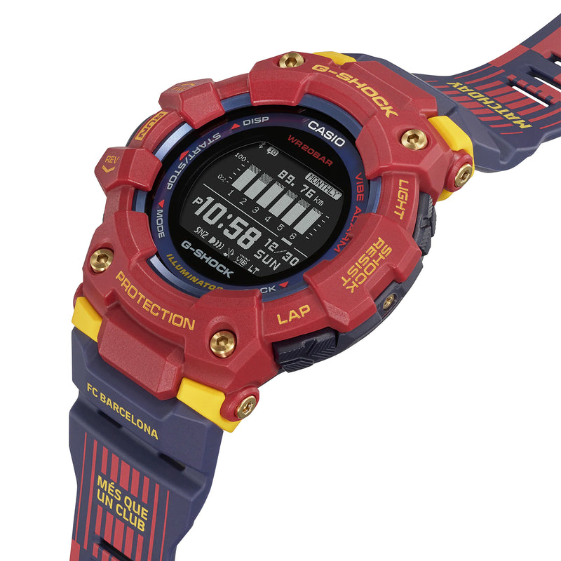 G-Shock G-Squad 蓝色和红色树脂表带手表 GBD100BAR-4D