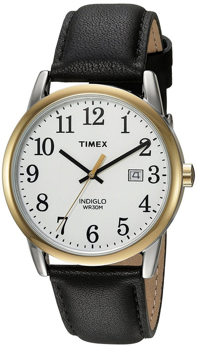 Timex Mens Easy Reader Date Black Leather Strap Watch