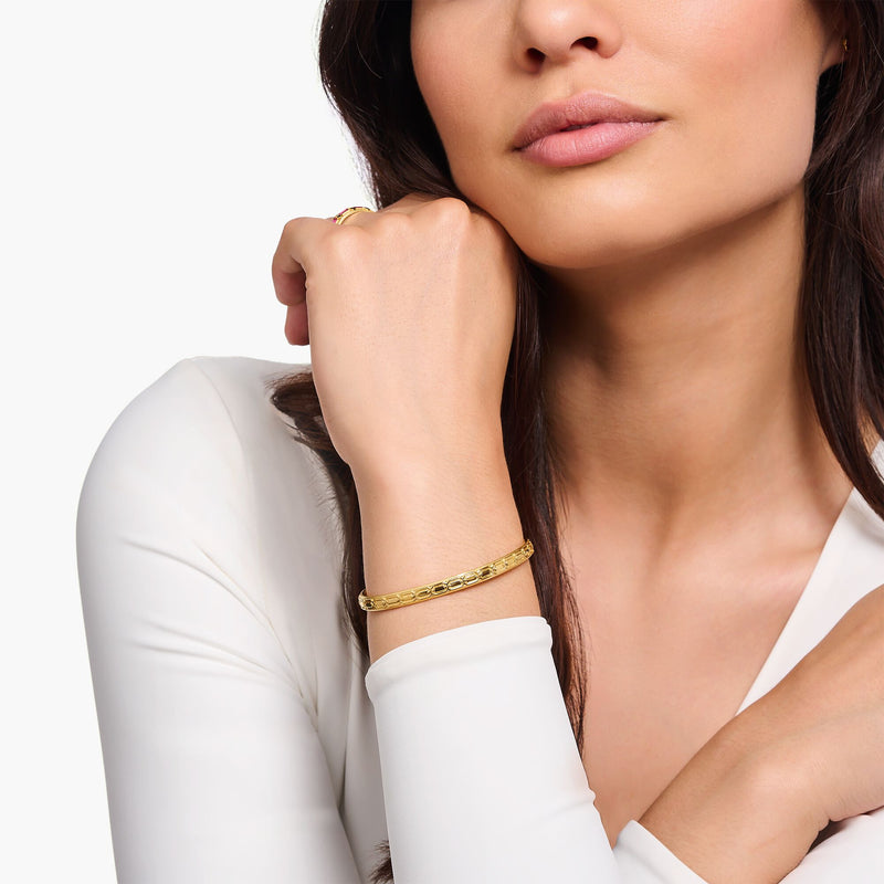 THOMAS SABO Gold Slim Bangle with Crocodile Detailing