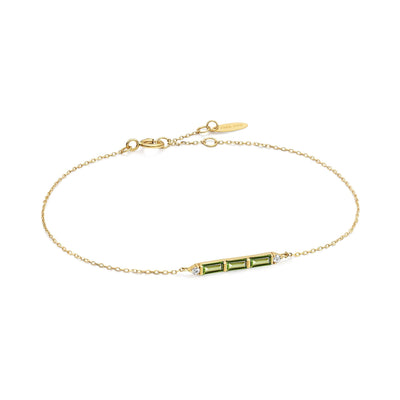 Ania Haie Luxurious 14kt Gold Bracelet Adorned with Tourmaline and White Sapphires