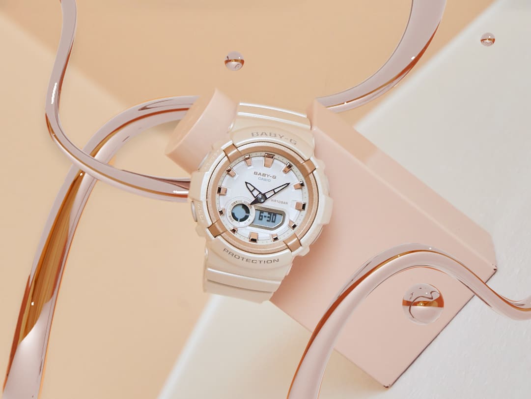 BABY-G DUO Metallic Accents Rose Gold Resin Band Watch BGA280BA-4A