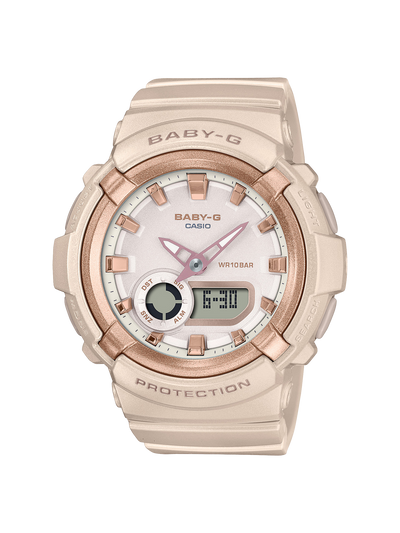 BABY G DUO Metallic Accents Rose Gold Resin Band Watch BGA280BA 4A Watch Direct