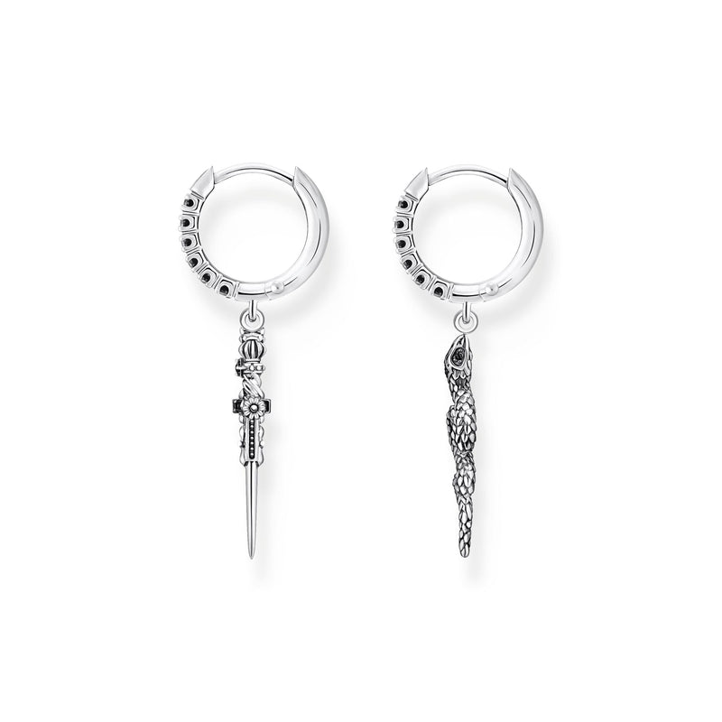 THOMAS SABO Hoop earrings blackened snake and sword