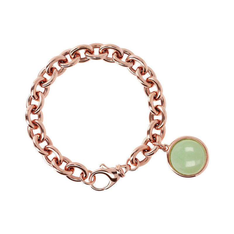 Bronzallure Cabochon Cut Genuine Gemstone Chain Bracelet