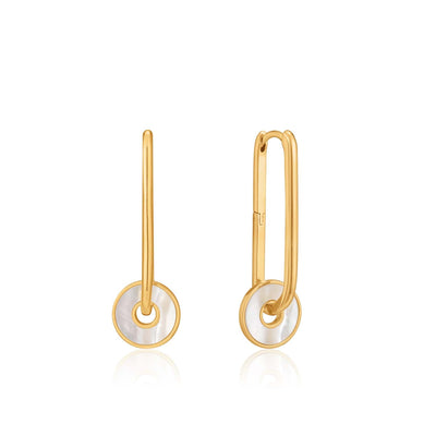 Ania Haie Mother Of Pearl Disc Hoop Earrings - Gold