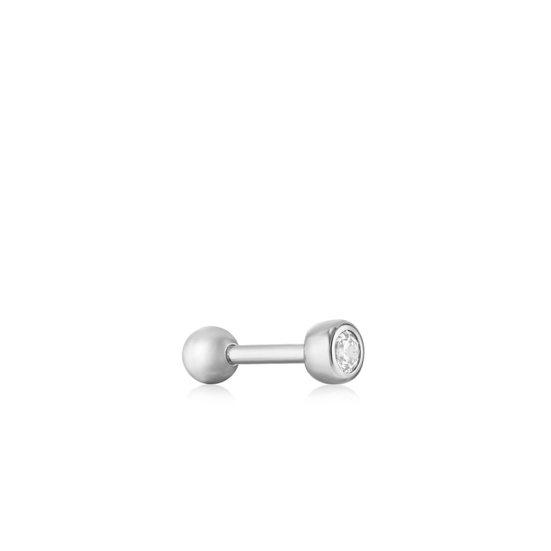 Ania Haie Silver Sparkle Bezel Barbell Single Earring