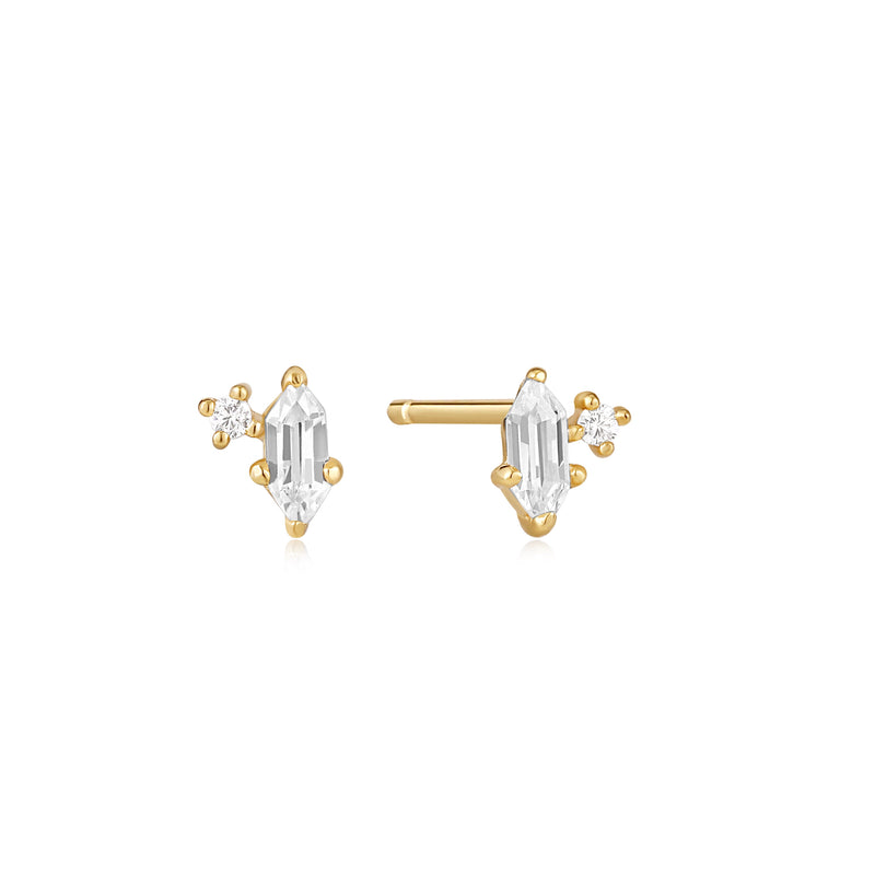 Ania Haie Gold Sparkle Emblem Stud Earroings