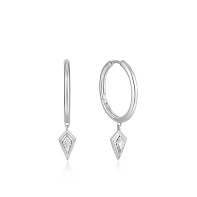 Ania Haie Silver Sparkle Drop Pendant Hoop Earrings