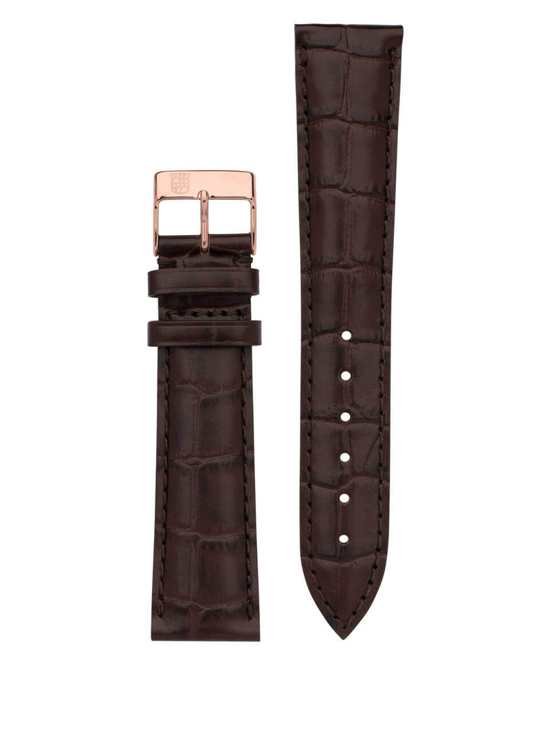 Frederique Constant 22Mm Brown Crococalf Leather Band