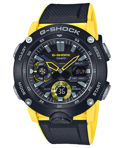 G Shock DUO Carbon Core 黑黄色男式手表 GA2000-1A9