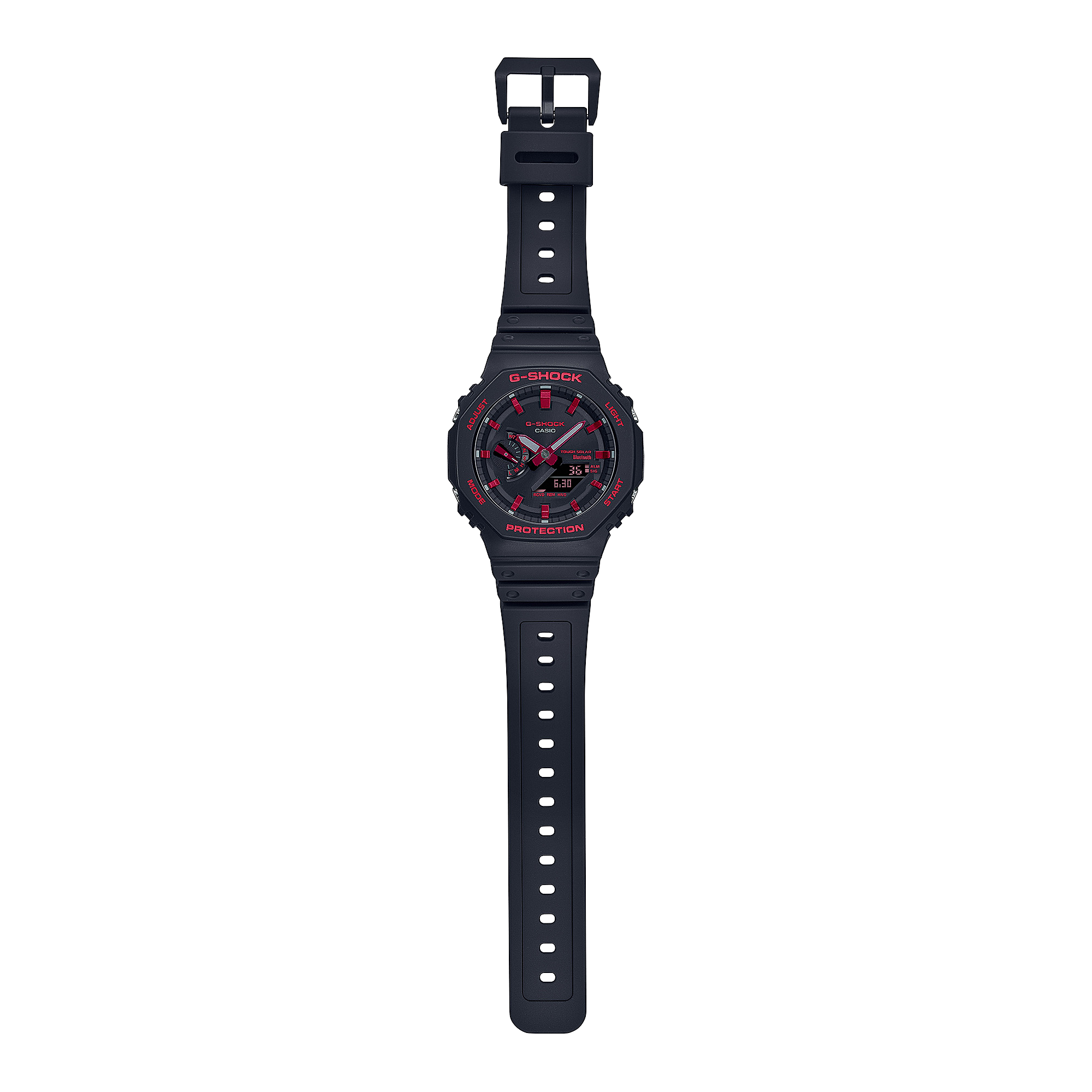 G-Shock Octagonal Black Resin Band Red Bluetooth Watch GAB2100BNR-1A