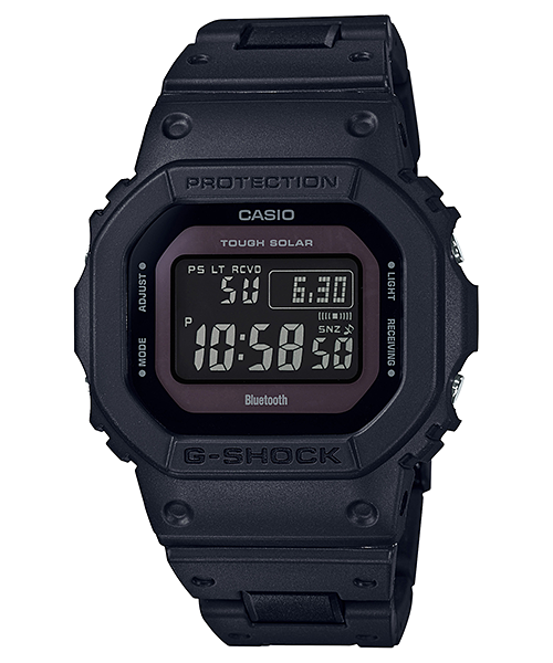 Black digital G-Shock watch with a square face and rugged design.