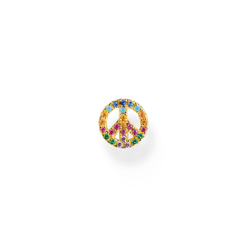 THOMAS SABO Single ear stud peace with colourful stones gold