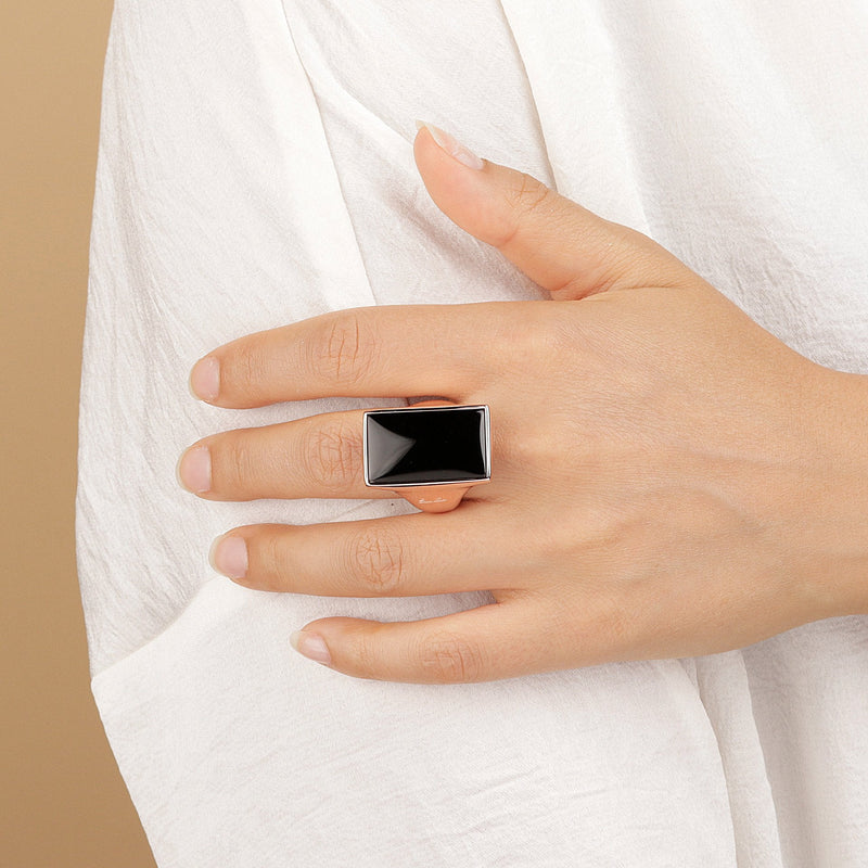 Bronzallure Rectangular Stone Adjustable Ring