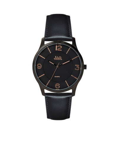 Jag Charlie Black Dial Black Strap Mens Watch