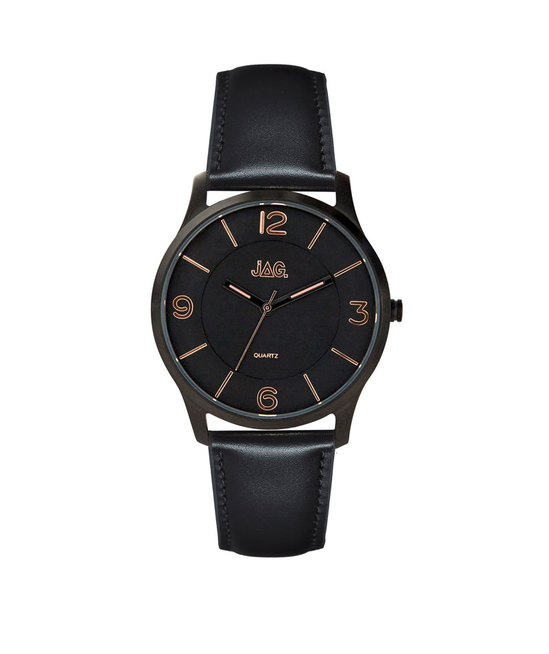 Jag Charlie Black Dial Black Strap Mens Watch