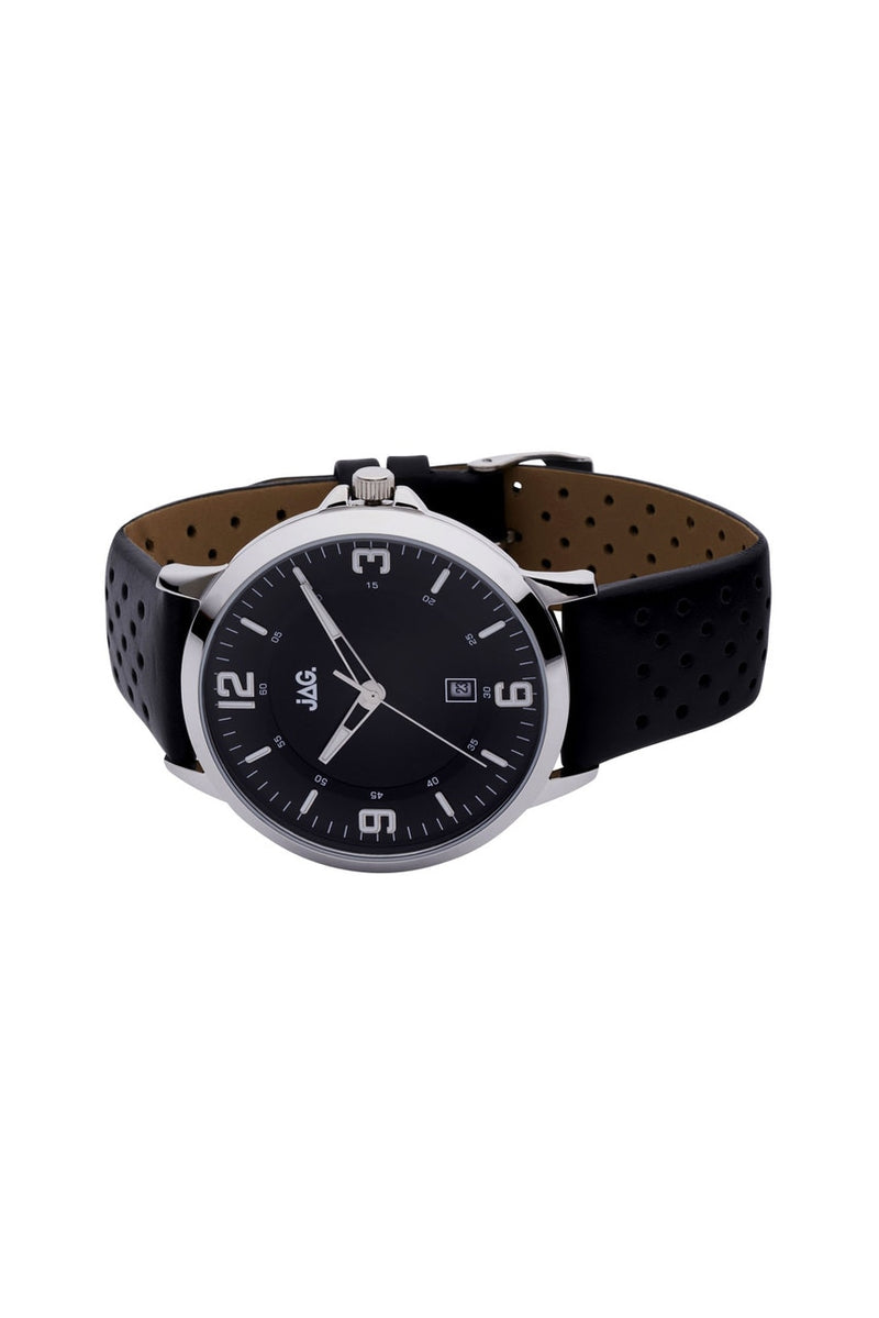 Jag Archie Black Leather Mens Watch