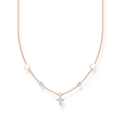 Thomas Sabo Necklace with hearts and white stones rose gold