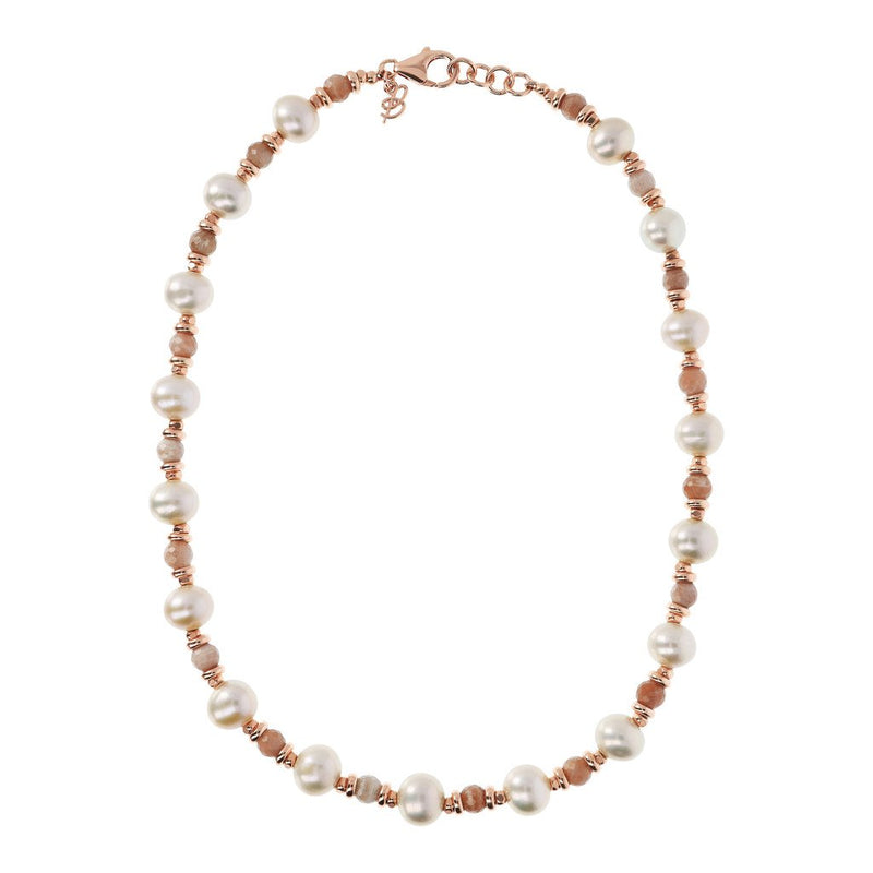 Bronzallure Moonstone And Pearls Necklace