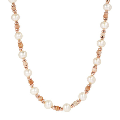 Bronzallure Moonstone And Pearls Necklace