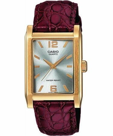 Casio Enticer Quartz Analog Silver Dial  Mens Leather Watch