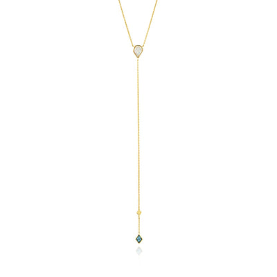 Ania Haie Turquoise And Opal Colour Y Necklace - Gold