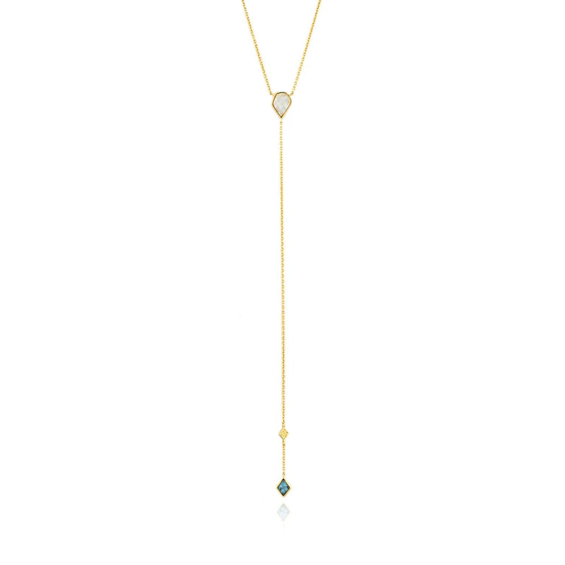 Ania Haie Turquoise And Opal Colour Y Necklace - Gold