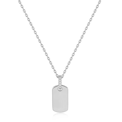 Silver Glam Tag Pendant Necklace