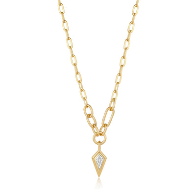 Ania Haie Gold Sparkle Drop Pendant Chunky Chain Necklace