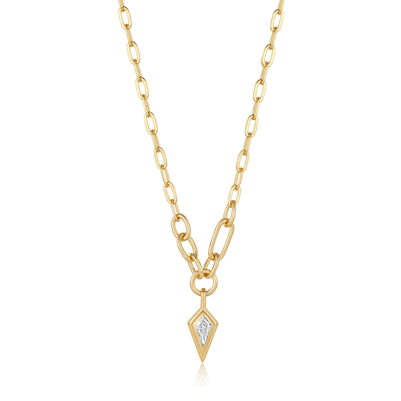 Ania Haie Gold Sparkle Drop Pendant Chunky Chain Necklace