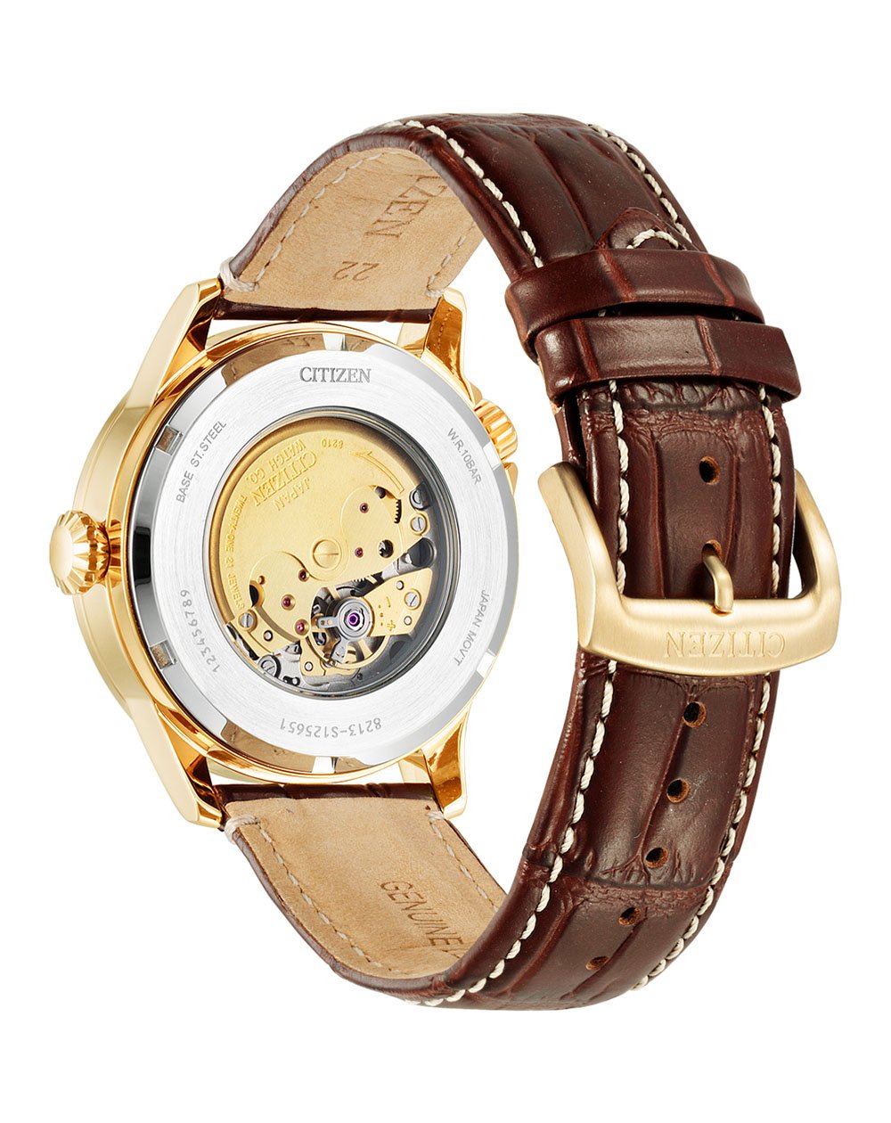 Citizen Automatic Black Dial Brown Leather Watch NJ0143 19E Watch Direct
