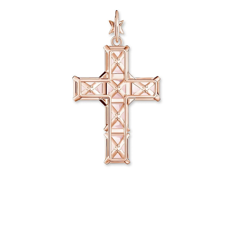 Thomas Sabo Pendant Cross Pink Stones With Star