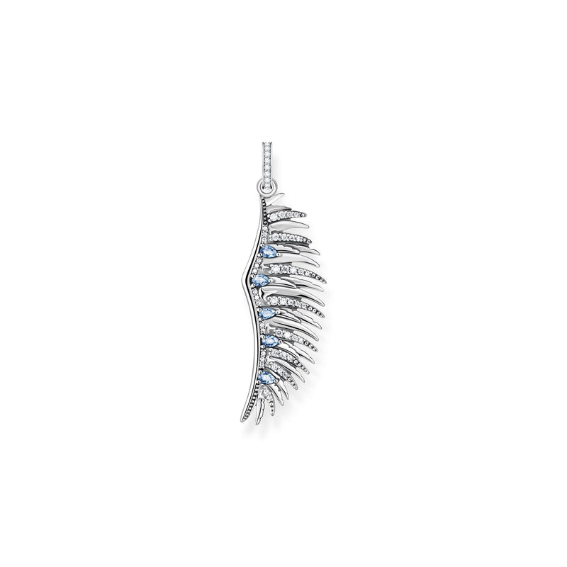 THOMAS SABO Pendant phoenix wing with blue stones silver