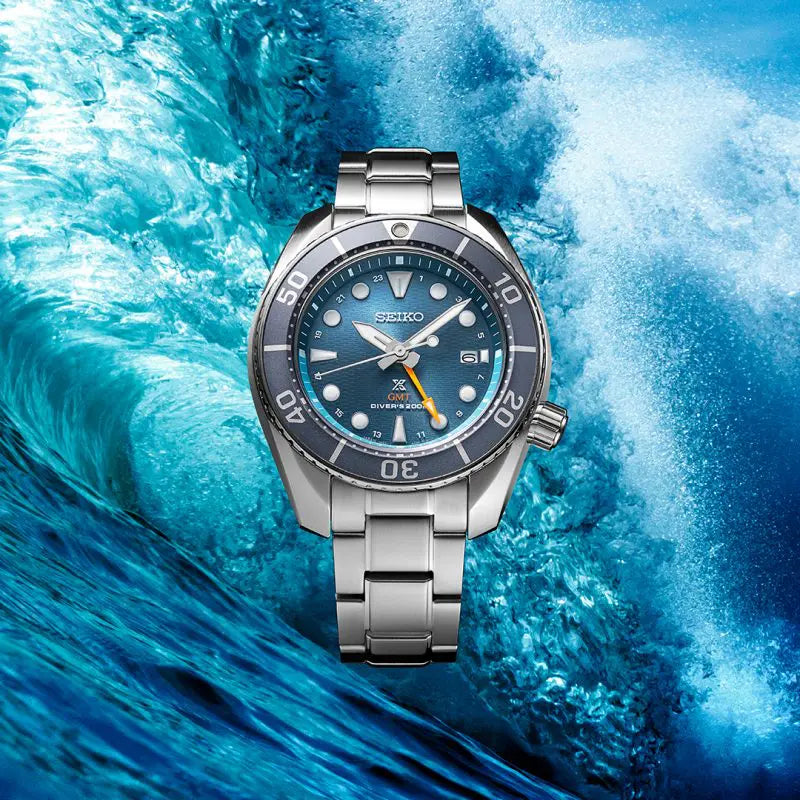 Seiko Prospex Solar GMT Diver Watch Aqua Dial SFK001J Watch Direct