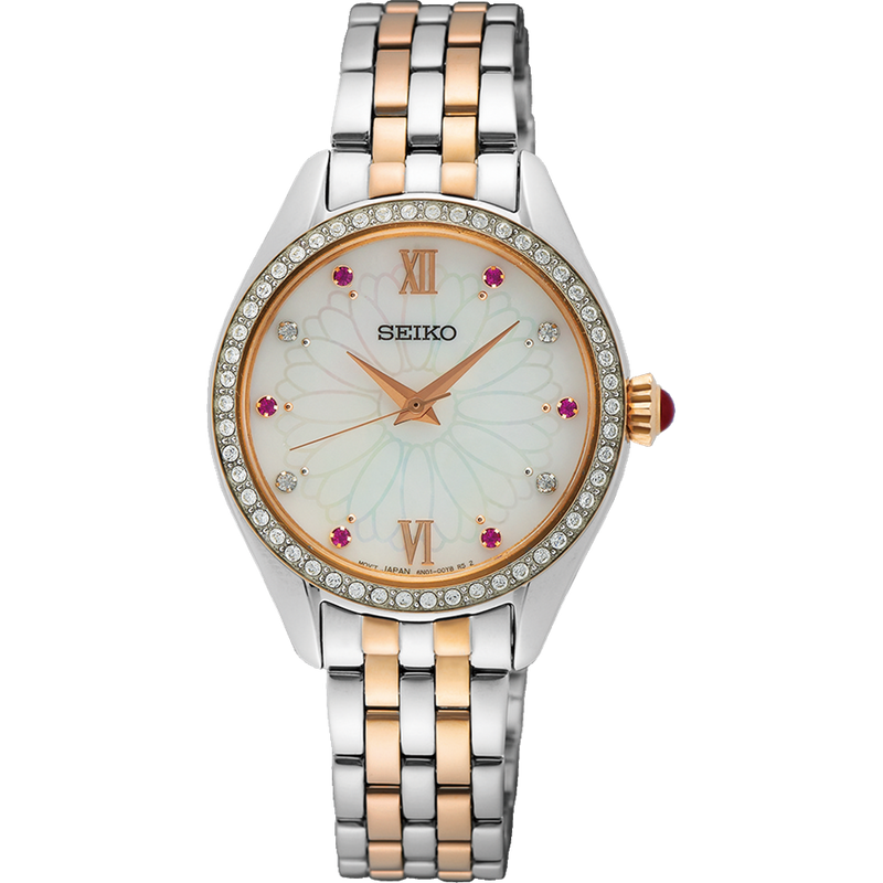 Seiko Conceptual Series Rose Gold Crystals Ladies Watch SUR542P