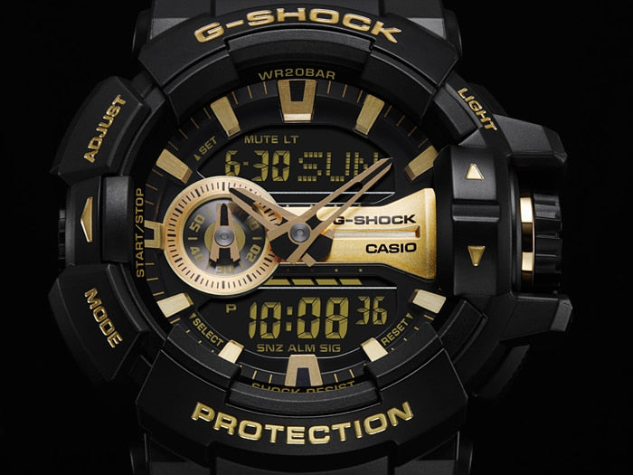 G-Shock Men's Rotary Switch Watch with Special Gold Accents GA400GB-1A9