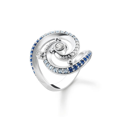 Thomas Sabo Ring wave with blue stones