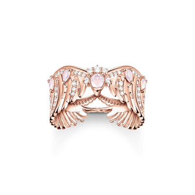 THOMAS SABO Ring phoenix wing with pink stones rose gold