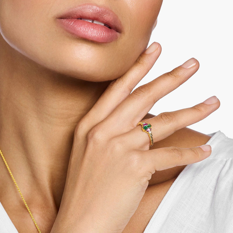 THOMAS SABO Mystic Gold And Green Cocktail Ring