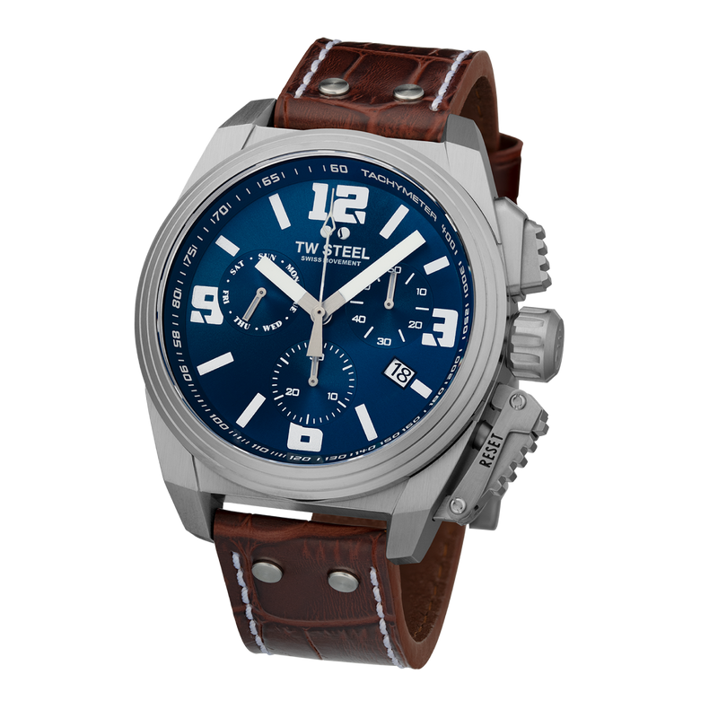 TW Steel Canteen 46MM Chronograph Blue Dial Mens Watch TW1113