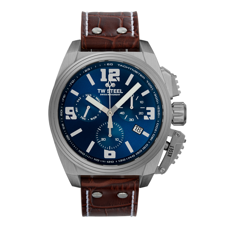 TW Steel Canteen 46MM Chronograph Blue Dial Mens Watch TW1113