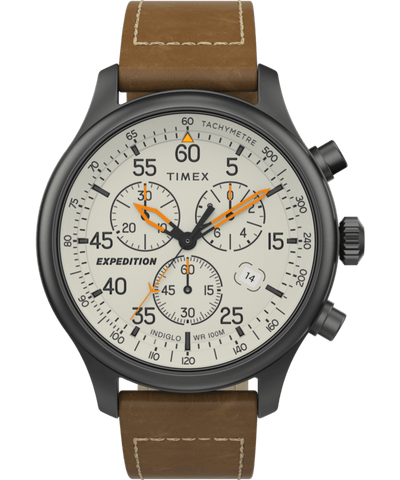 Timex Expedition Field 计时码表 43 毫米皮革表带手表